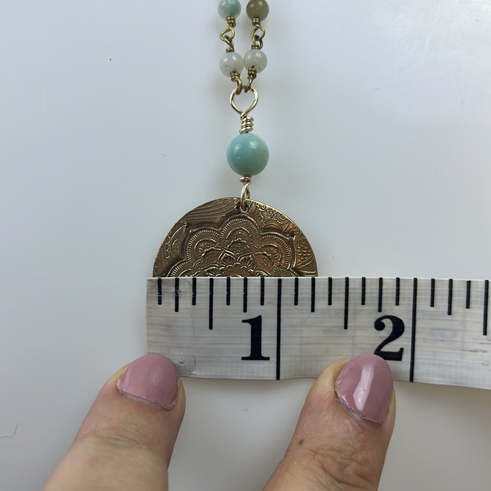 Beautiful Mandala Disc Pendant Long Statement Necklace HR13-18 - Picture 4 of 6